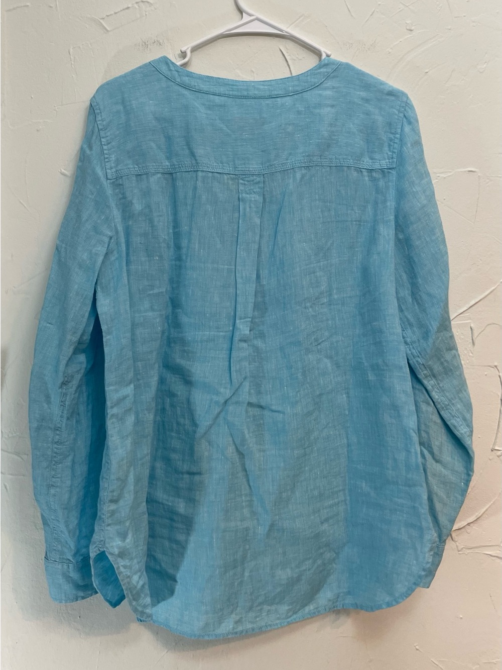 Talbots Linen Popover Camp Shirt in Aqua - Casual Coastal Resortwear - Medium - Picture 3 of 7